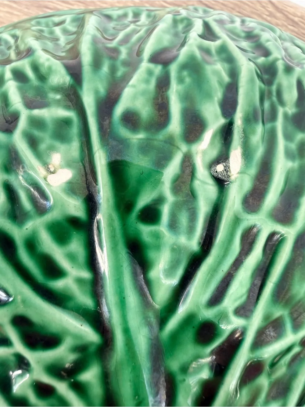 Vintage SECLA Portugal Majolica Green Cabbage Leaf 4-Part Divided Serving Dish